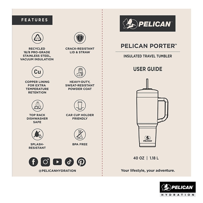 PELICAN PORTER™ - 40 oz Traveler Tumbler – Pelican Hydration