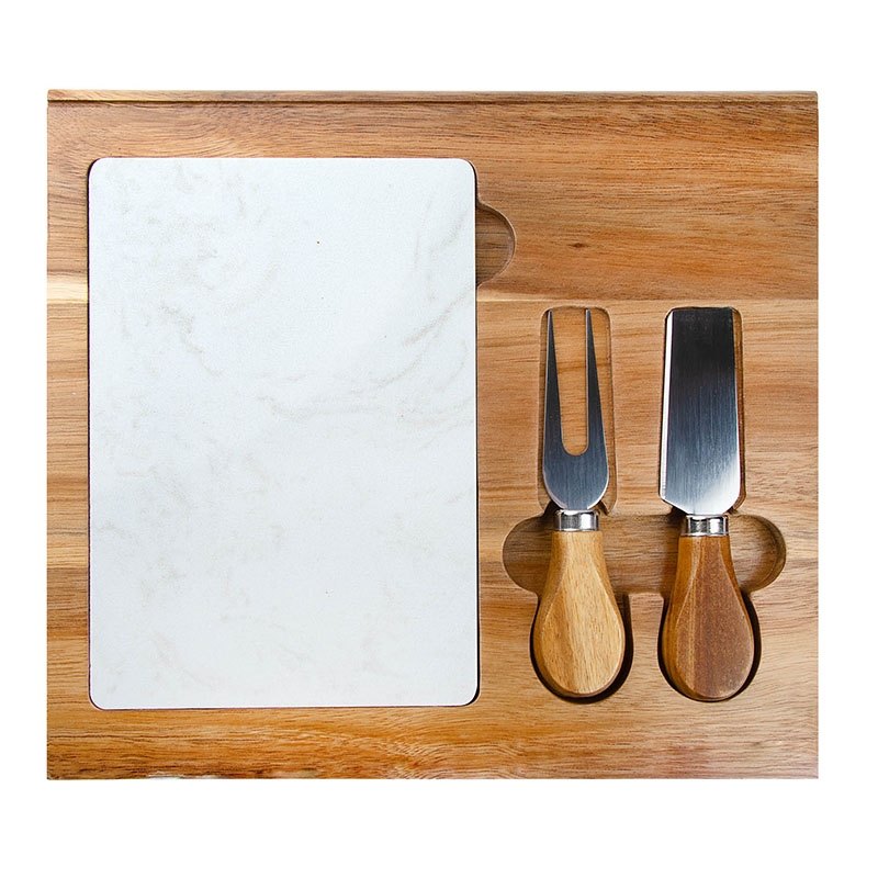 Acacia Wood Cutting Board and Cheese Knives 4 Piece Set - World Market