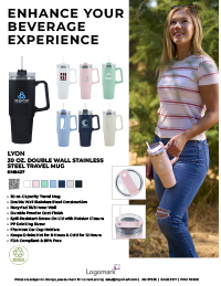 KM8427 - Lyon 30 oz. Double Wall Stainless Steel Travel Mug
