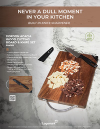 EH4369 Gordon Acacia Wood Cutting Board & Knife Set