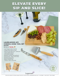EH4370 - Laurelwood 4PC Cheese & Wine Tool Set